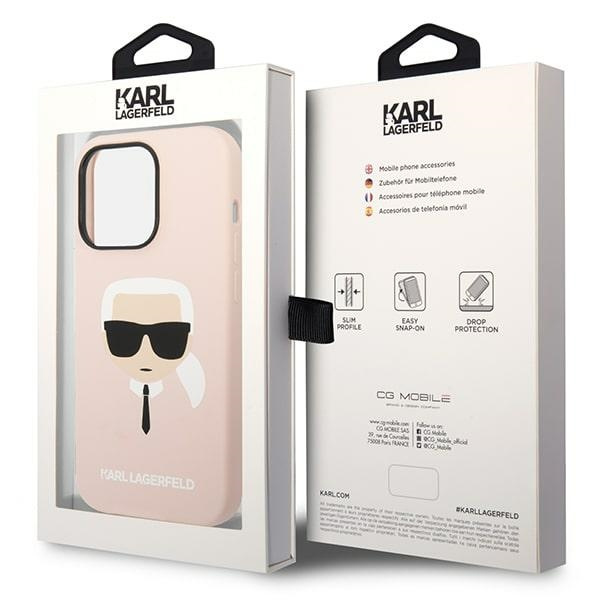 Etui KARL LAGERFELD Apple iPhone 14 Pro Silicone Karl`s Head Magsafe Jasnoróżowy Hardcase